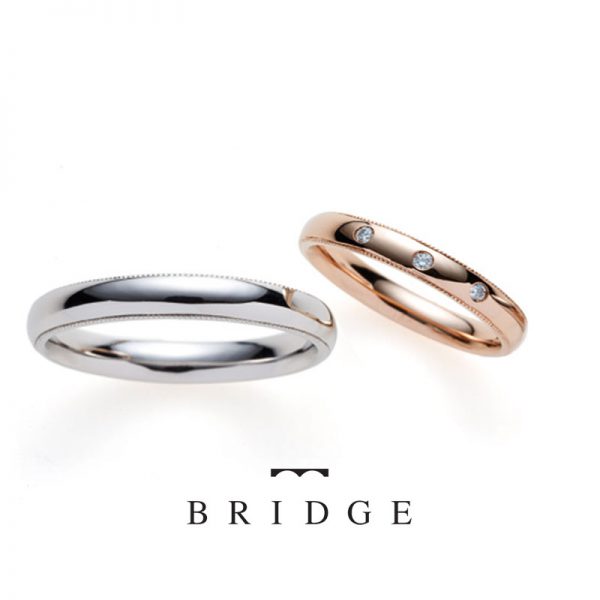 ミルグレインが可愛いシンプルな結婚指輪です。