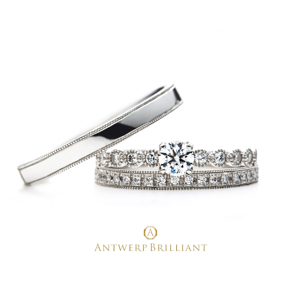 銀座BRIDGEで見つけるアンティーク調ミルグレインの可愛い婚約指輪、結婚指輪