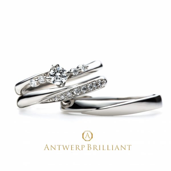 BRIDGE銀座店で人気、結婚指輪（マリッジリング）、婚約指輪（エンゲージリング）からシンプルで女性らしい、ダイヤモンドラインが美しいデザイン　”Spica ”