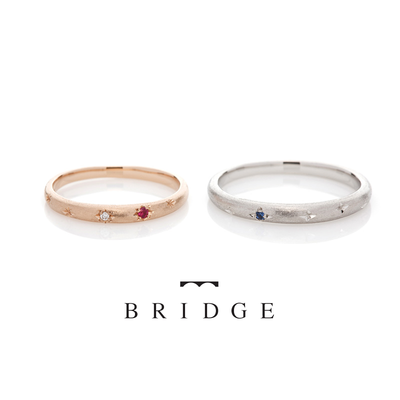 女性に人気のピンクゴールドの可愛い婚約指輪、結婚指輪はBRIDGE銀座