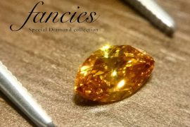 マーキースカットが美しいイエローオレンジのダイヤモンド