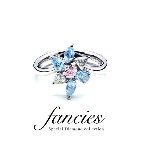 Aquamarine ＆ Pink Diamond Ring