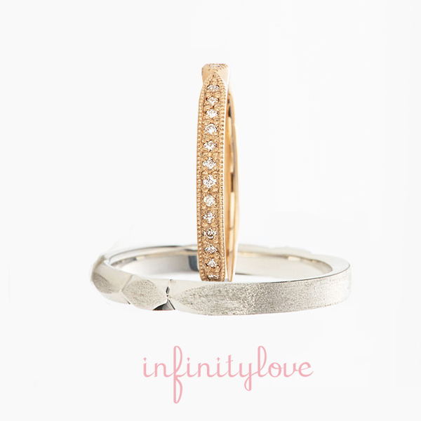 ミルグレインデザインの、アンティーク調が可愛いゴールドの結婚指輪