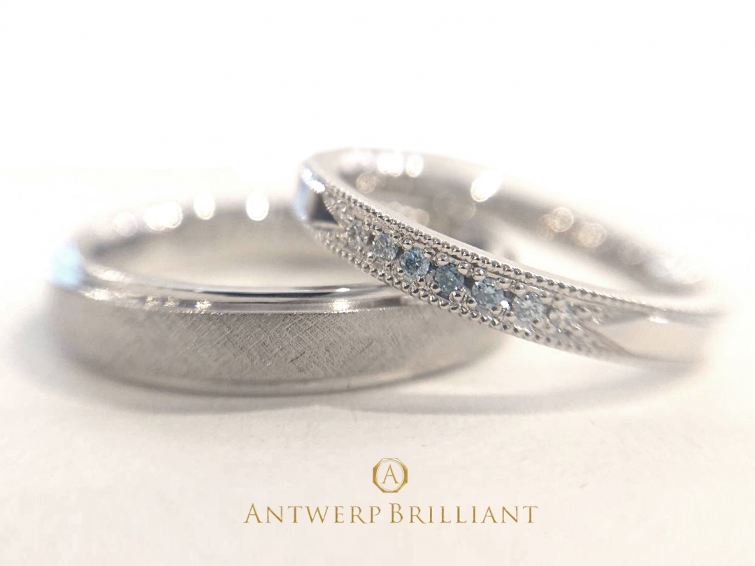 クラシック　アンティーク加工　プラチナ　シンプル　結婚指輪　マリッジリング