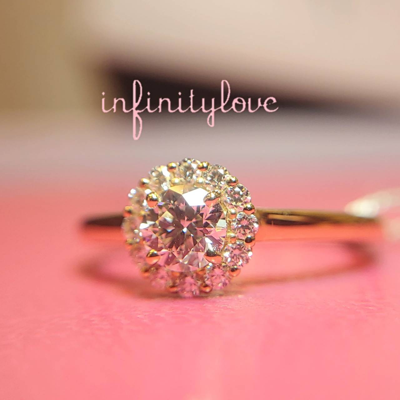 ひまわりがモチーフのボタニカルデザインの婚約指輪infinityloveSunFlower