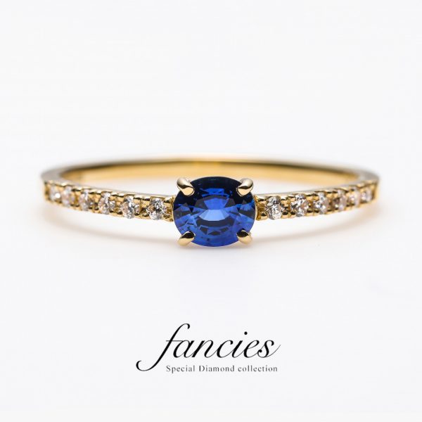 ” Loyal Blue ” sapphire Diamond line Ring