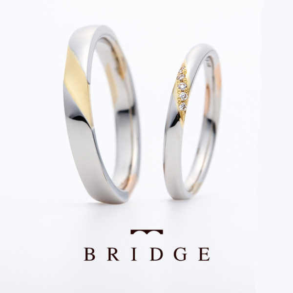 プラチナとゴールドのコンビネーションが光るオシャレな結婚指輪