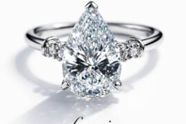 雫型のダイヤモンドを使用した婚約指輪