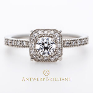 ”Bruges” millgrain diamond surround ring