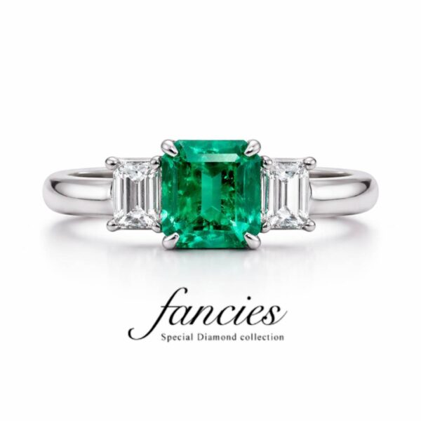 Emerald platinum engagement ring