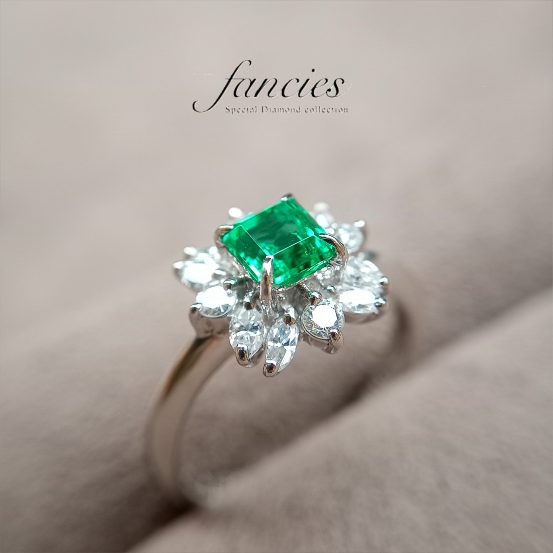 コロンビア産のビューティーグレードSの無含侵エメラルド0.57ct