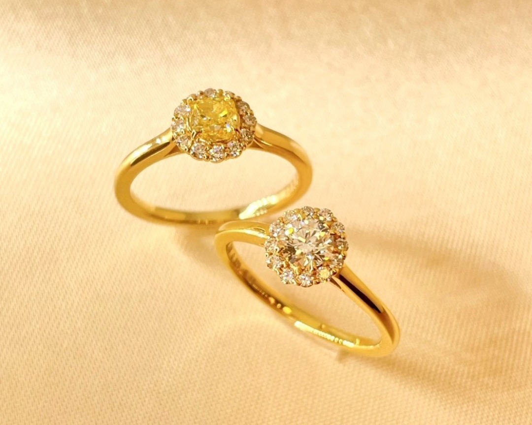 ひまわりの婚約指輪サンフラワーの写真。ブランドはinfinitylove