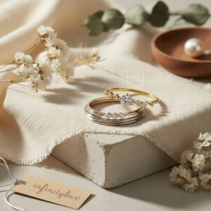 おしゃれで可愛いのに大人っぽい婚約指輪と結婚指輪のセットinfinityloveワーム