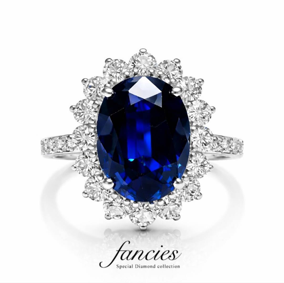 非加熱ブルーサファイアを使用したプラチナ婚約指輪